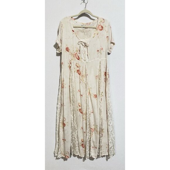 American Angel Dress Womens Medium Floral Lace Up Cottagecore Romantic Prairie - Picture 1 of 6